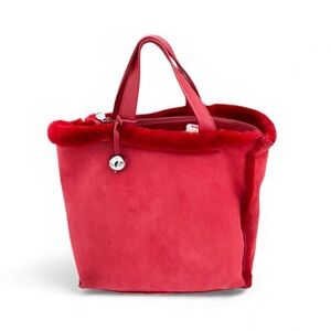 FURLA Red Shearling + Leather Tote – Made in Italy